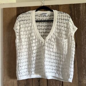 Brand new White LNA ISAK V OPEN KNIT TOP